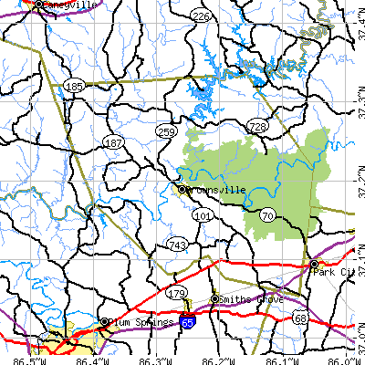 Edmonson County close-up map