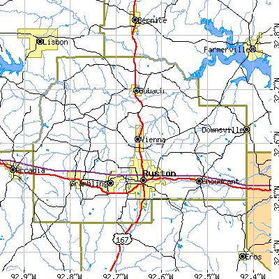 Lincoln Parish close-up map