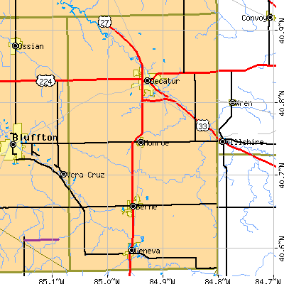 Adams County close-up map