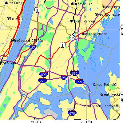 Bronx County close-up map
