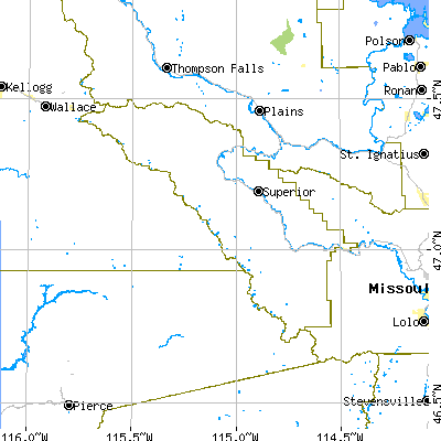 Mineral County close-up map