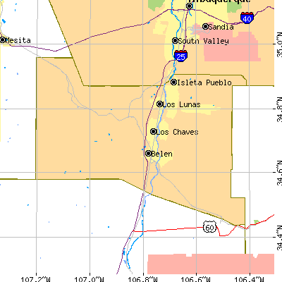 Valencia County close-up map