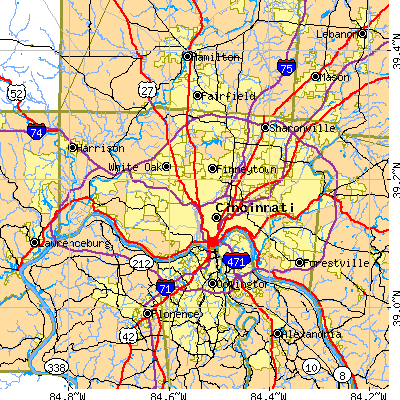 Hamilton County close-up map