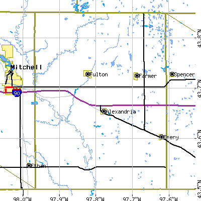 Hanson County close-up map