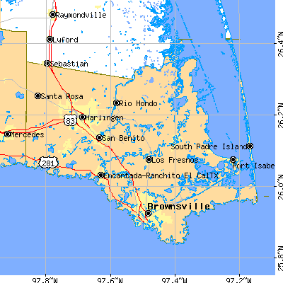Cameron County close-up map