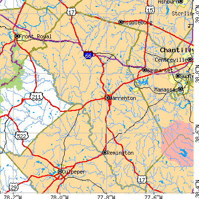 Fauquier County close-up map