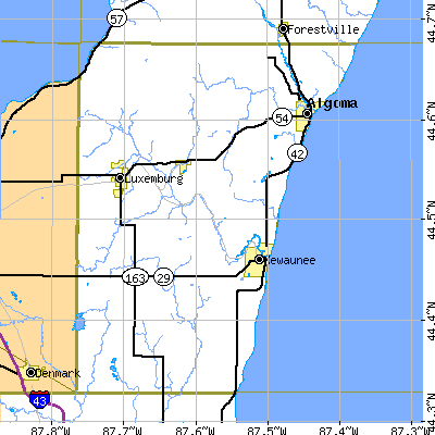 Kewaunee County close-up map