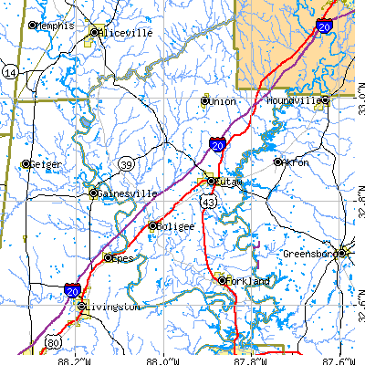 Greene County close-up map