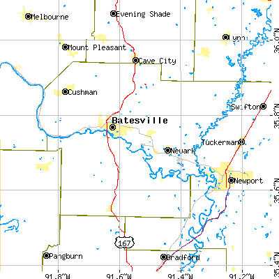 Independence County close-up map
