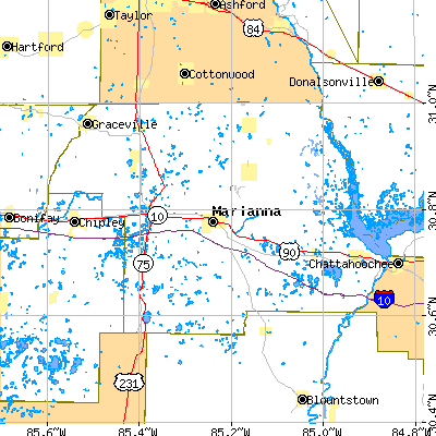 Jackson County close-up map