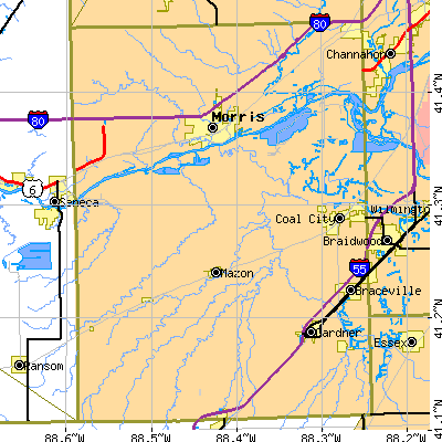 Grundy County close-up map