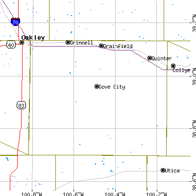 Gove County close-up map