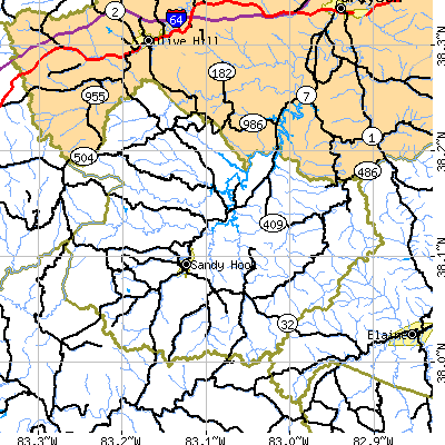 Elliott County close-up map