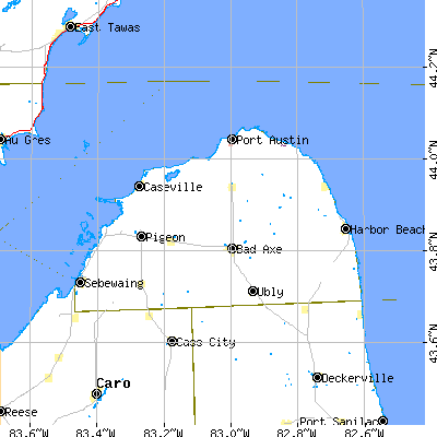 Huron County close-up map