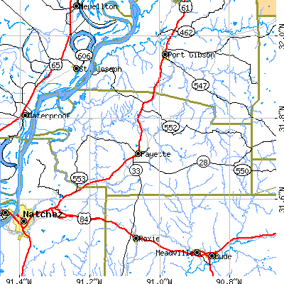 Jefferson County close-up map