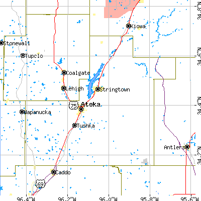 Atoka County close-up map