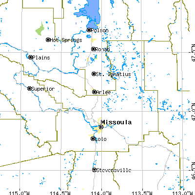 Missoula County close-up map