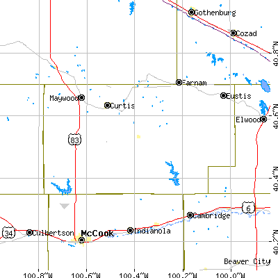 Frontier County close-up map