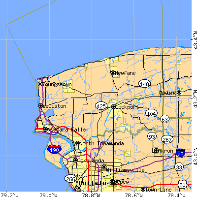 Niagara County close-up map