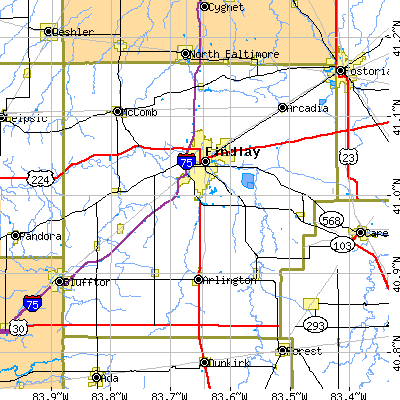 Hancock County close-up map