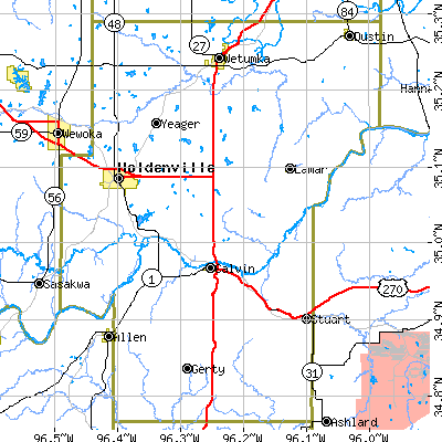 Hughes County close-up map