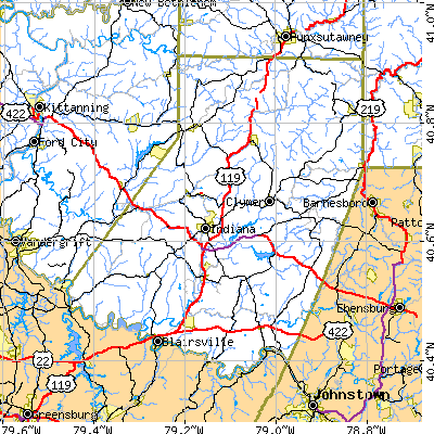 Indiana County close-up map