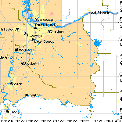 Clackamas County close-up map