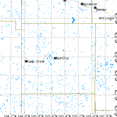 Harding County close-up map