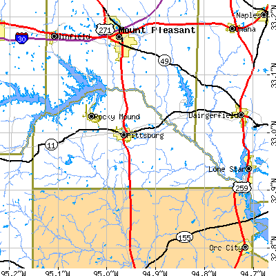 Camp County close-up map