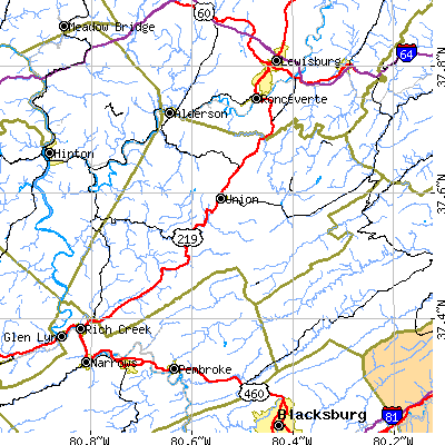 Monroe County close-up map