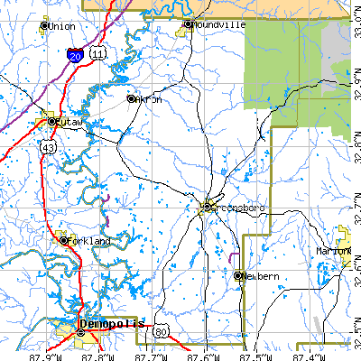 Hale County close-up map