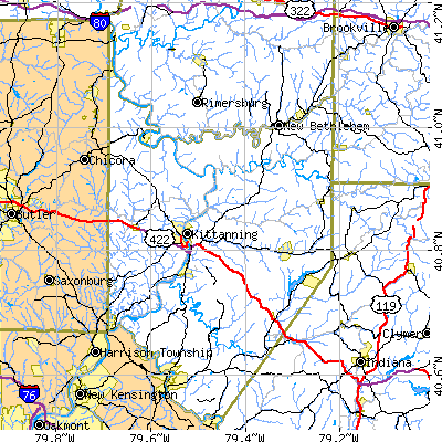Armstrong County close-up map