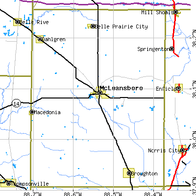 Hamilton County close-up map
