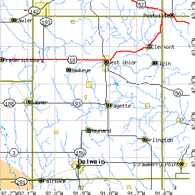 Fayette County close-up map