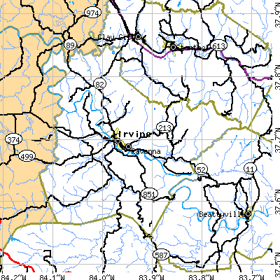 Estill County close-up map