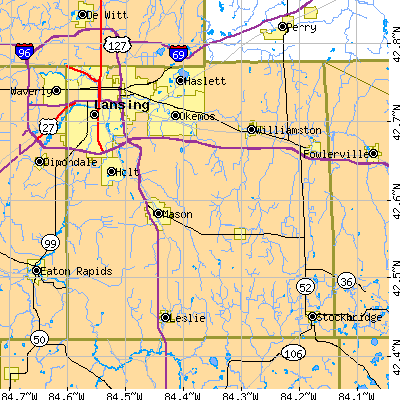 Ingham County close-up map