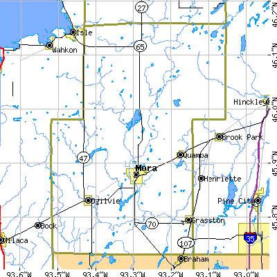 Kanabec County close-up map