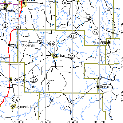 Dent County close-up map