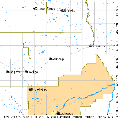 Musselshell County close-up map