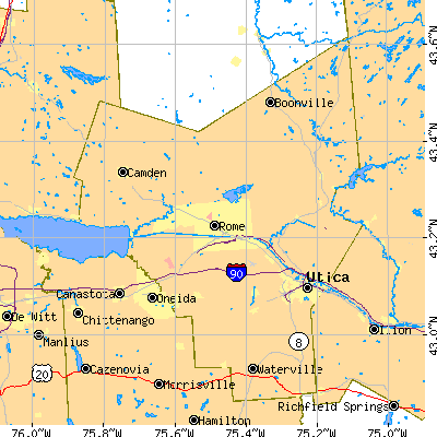 Oneida County close-up map