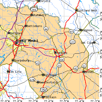 Edgecombe County close-up map