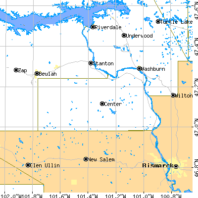 Oliver County close-up map