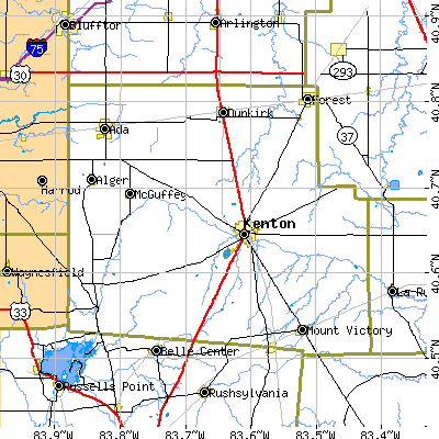 Hardin County close-up map