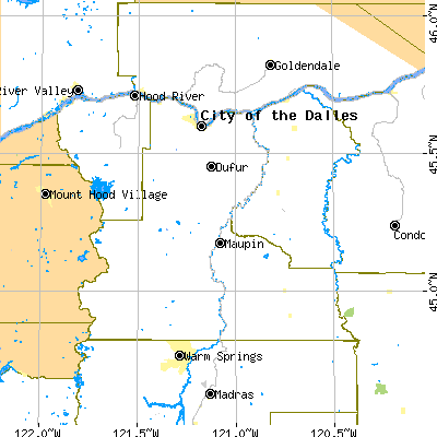 Wasco County close-up map