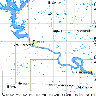 Hughes County close-up map