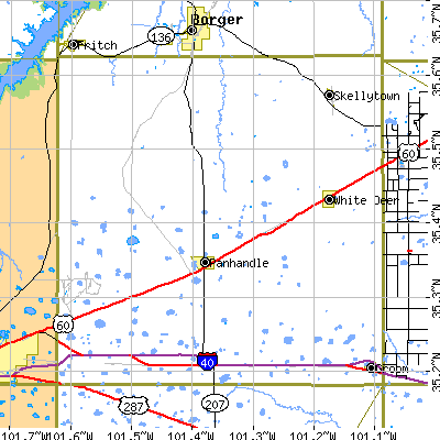 Carson County close-up map