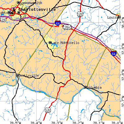 Fluvanna County close-up map