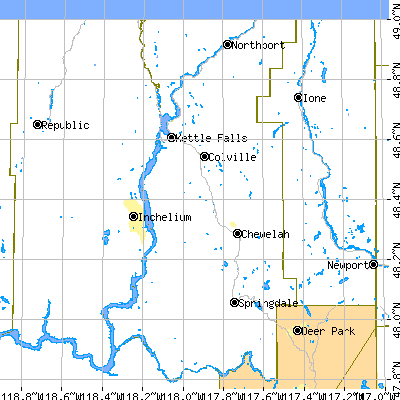 Stevens County close-up map