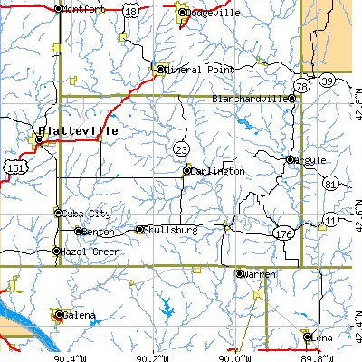 Lafayette County close-up map