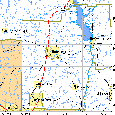 Henry County close-up map